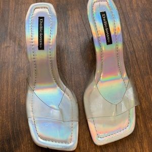 Vintage 90s holographic clear wedges